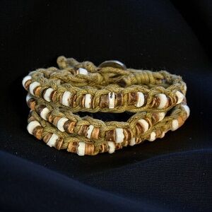 Calypso Studios woven shell hemp wrap bracelet